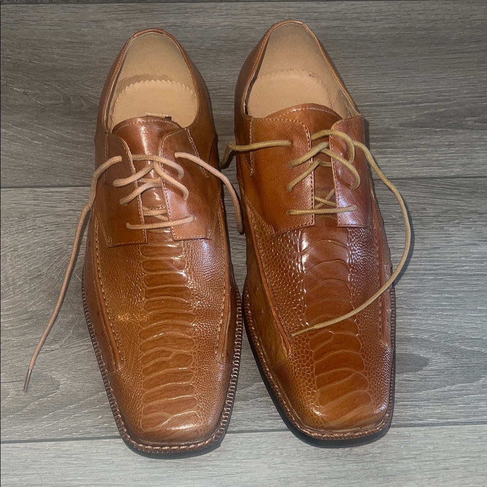 Stacy Adams Cognac Brown Leather Lace-Up Oxfords